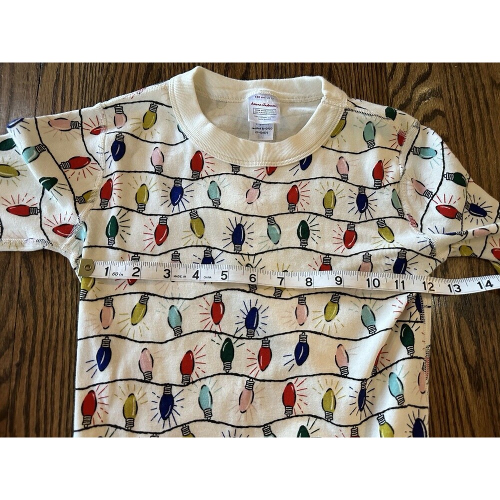 Hanna Andersson Size 12 Christmas Pajamas Lights Organic Cotton Top Only Sz 150 - Picture 12 of 14